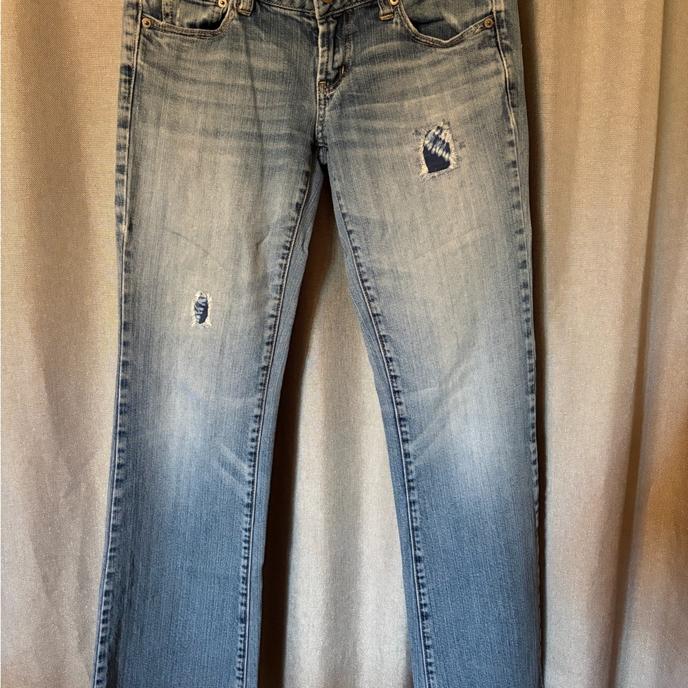 Y2K American Eagle Outfitters Light Blue Distressed Boot Cut Jeans